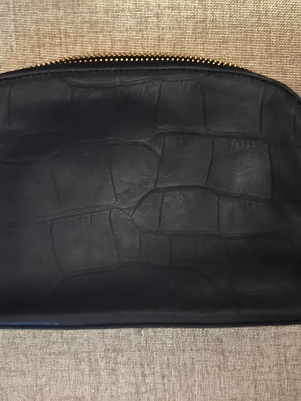 Brahmin Black Embossed Leather Cosmetic Makeup Bag EUC
